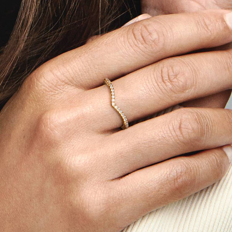 Pandora Sparkling Wishbone Ring
