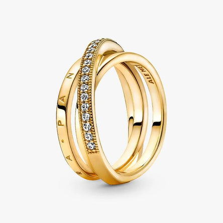 Pandora Crossover Pavé Triple Band Ring