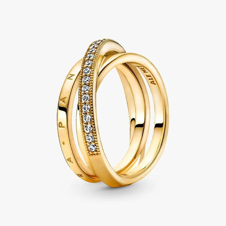 Pandora Crossover Pavé Triple Band Ring