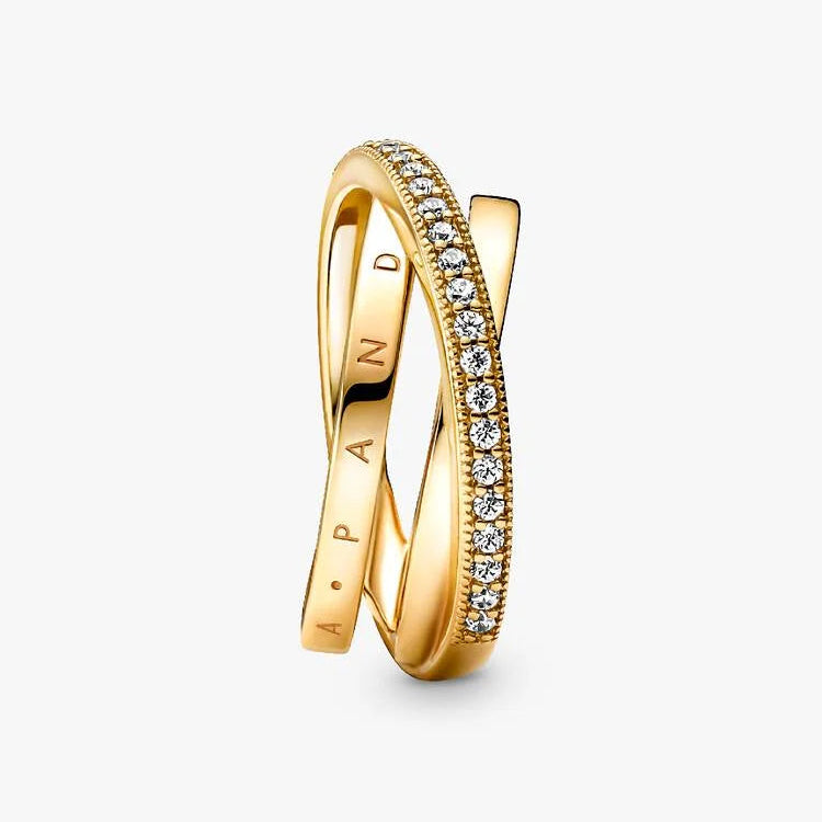 Pandora Crossover Pavé Triple Band Ring