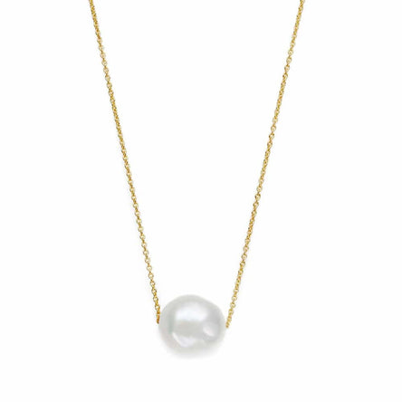 Jersey Pearl Baroque Solo Necklace Gold