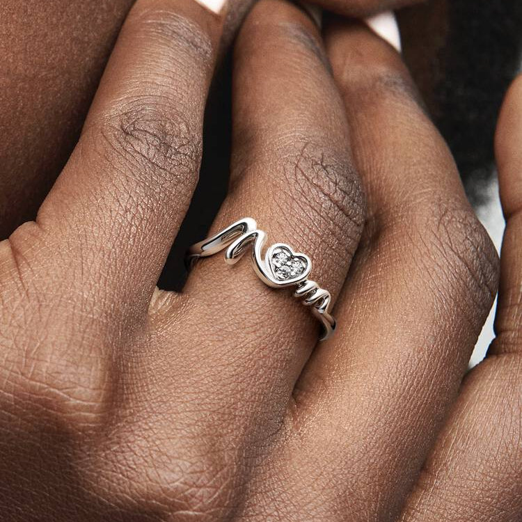 Pandora Mum Pave Heart Ring