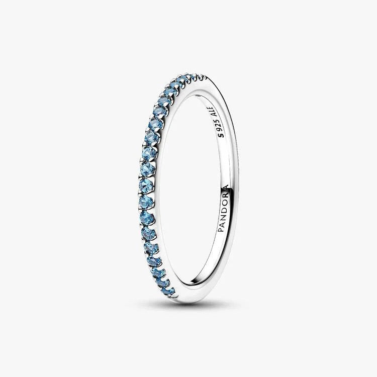 Pandora Sparkling Aquamarine Half-Eternity Band Ring