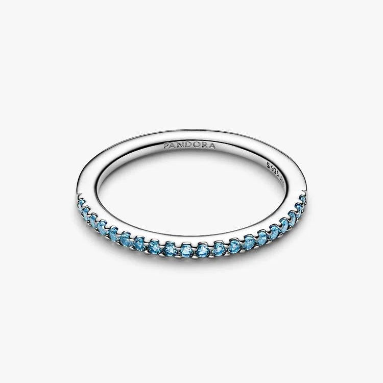 Pandora Sparkling Aquamarine Half-Eternity Band Ring