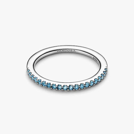 Pandora Sparkling Aquamarine Half-Eternity Band Ring