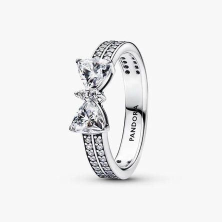 Pandora Sparkling Bow Double-row Ring