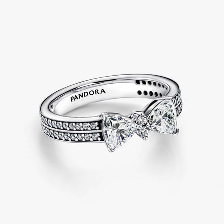 Pandora Sparkling Bow Double-row Ring