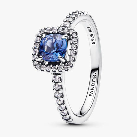 Pandora Sparkling Square Blue Halo Ring