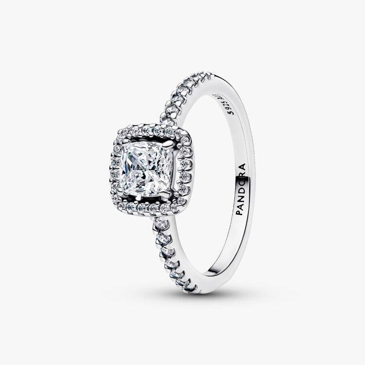 Pandora Sparkling Square Halo Ring