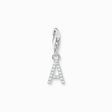 Thomas Sabo Silver Letter A Charm Pendant with White Stones
