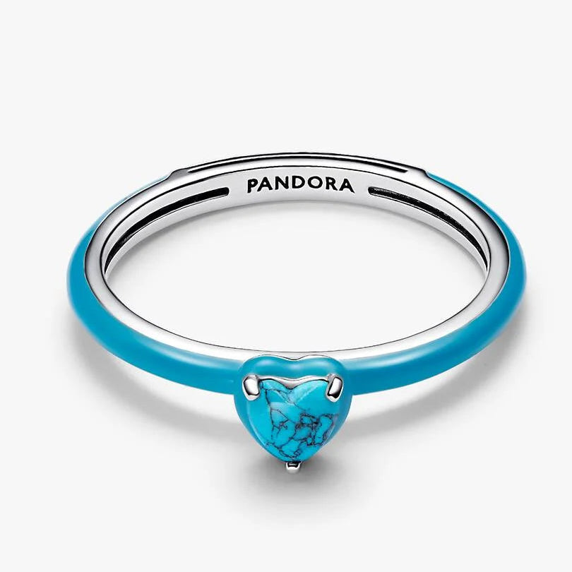 Pandora Turquoise-coloured Heart Stone Ring