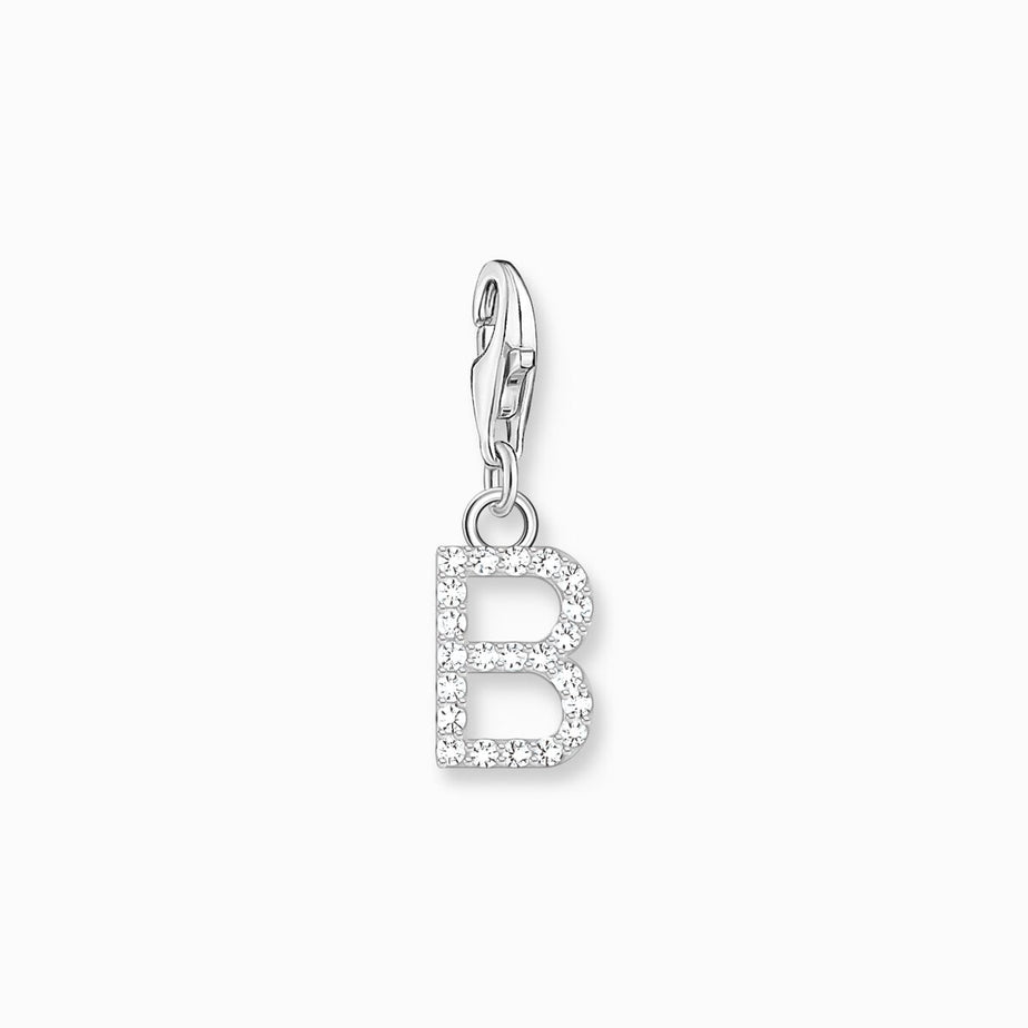 Thomas Sabo Silver Letter B Charm Pendant with White Stones