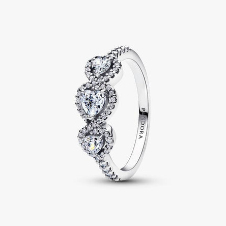 Pandora Halo Heart Trilogy Ring