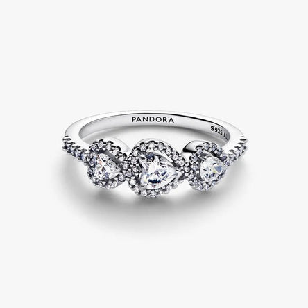 Pandora Halo Heart Trilogy Ring