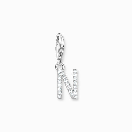 Thomas Sabo Silver Letter N Charm Pendant with White Stones