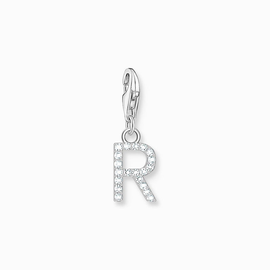 Thomas Sabo Silver Letter R Charm Pendant with White Stones