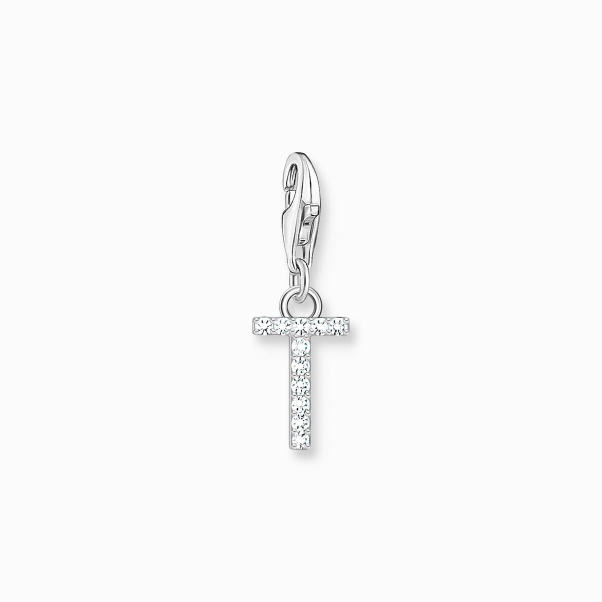 Thomas Sabo Silver Letter T Charm Pendant with White Stones