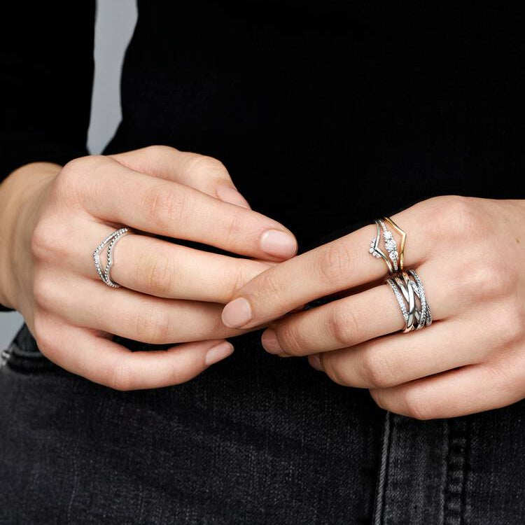 Pandora Sparkling Wishbone Ring