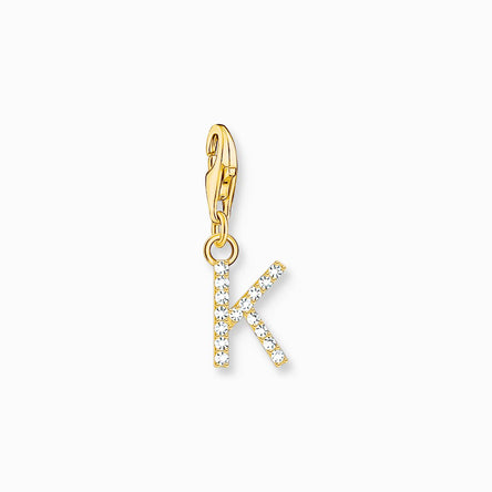 Thomas Sabo Gold Letter K Charm Pendant with White Stones