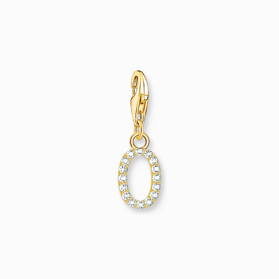 Thomas Sabo Gold Letter O Charm Pendant with White Stones