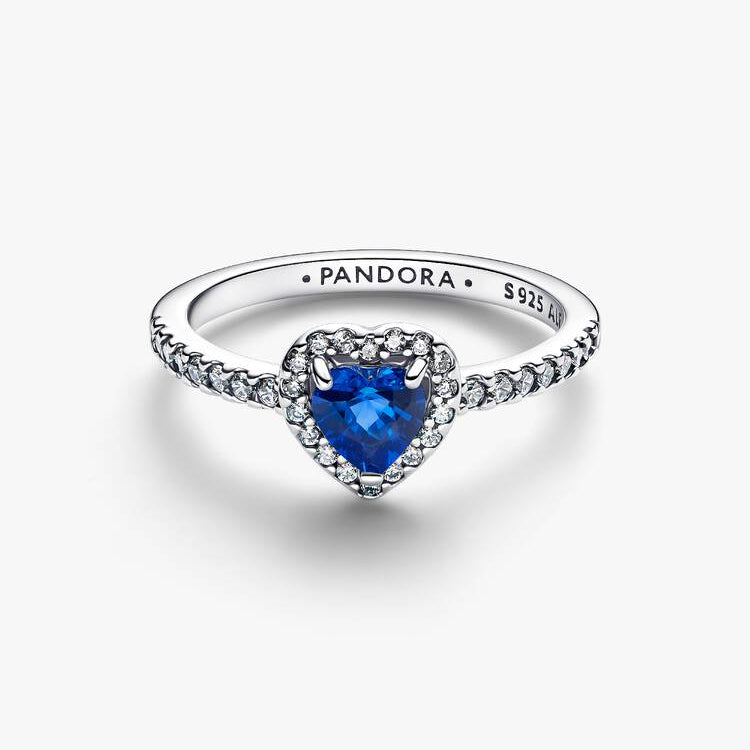 Pandora Elevated Princess Blue Heart Ring