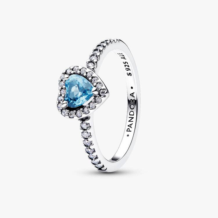 Pandora Elevated Light Blue Heart Ring