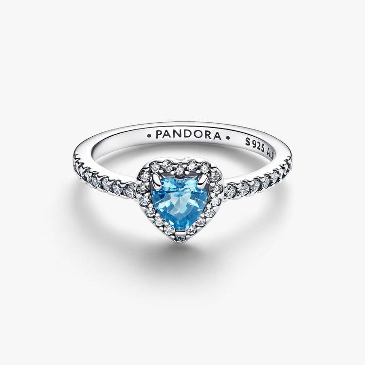 Pandora Elevated Light Blue Heart Ring