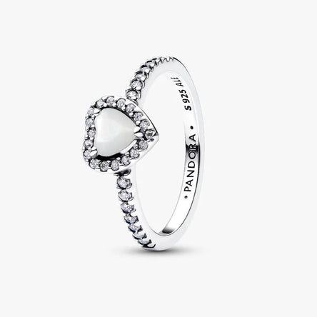 Pandora Elevated White Heart Ring