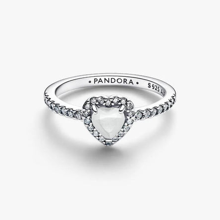 Pandora Elevated White Heart Ring