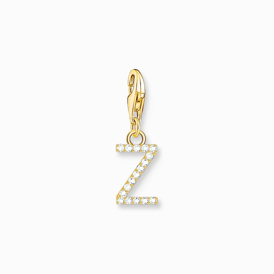 Thomas Sabo Gold Letter Z Charm Pendant with White Stones