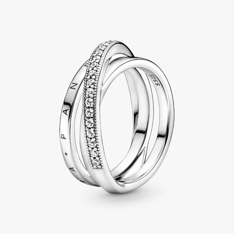 Pandora Crossover Pavé Triple Band Ring