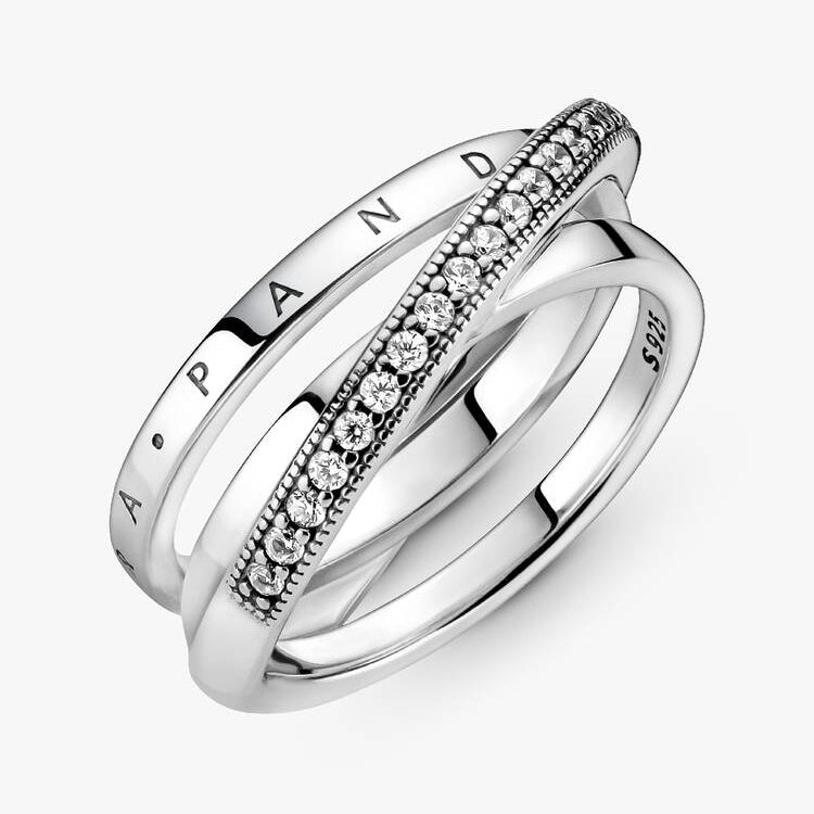 Pandora Crossover Pavé Triple Band Ring
