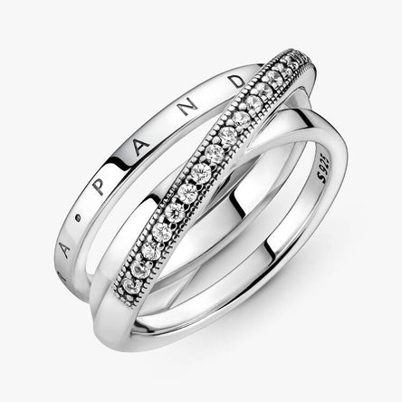 Pandora Crossover Pavé Triple Band Ring