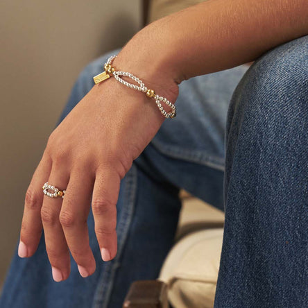 ChloBo Silver And Gold Entertwined Double Ring