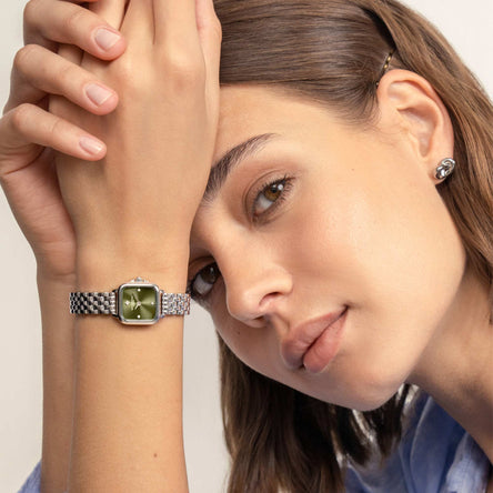 Olivia Burton 20mm Mini Grosvenor Sage Green & Silver Bracelet Watch
