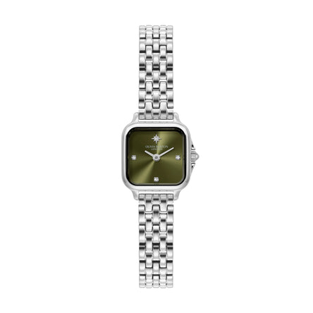 Olivia Burton 20mm Mini Grosvenor Sage Green & Silver Bracelet Watch
