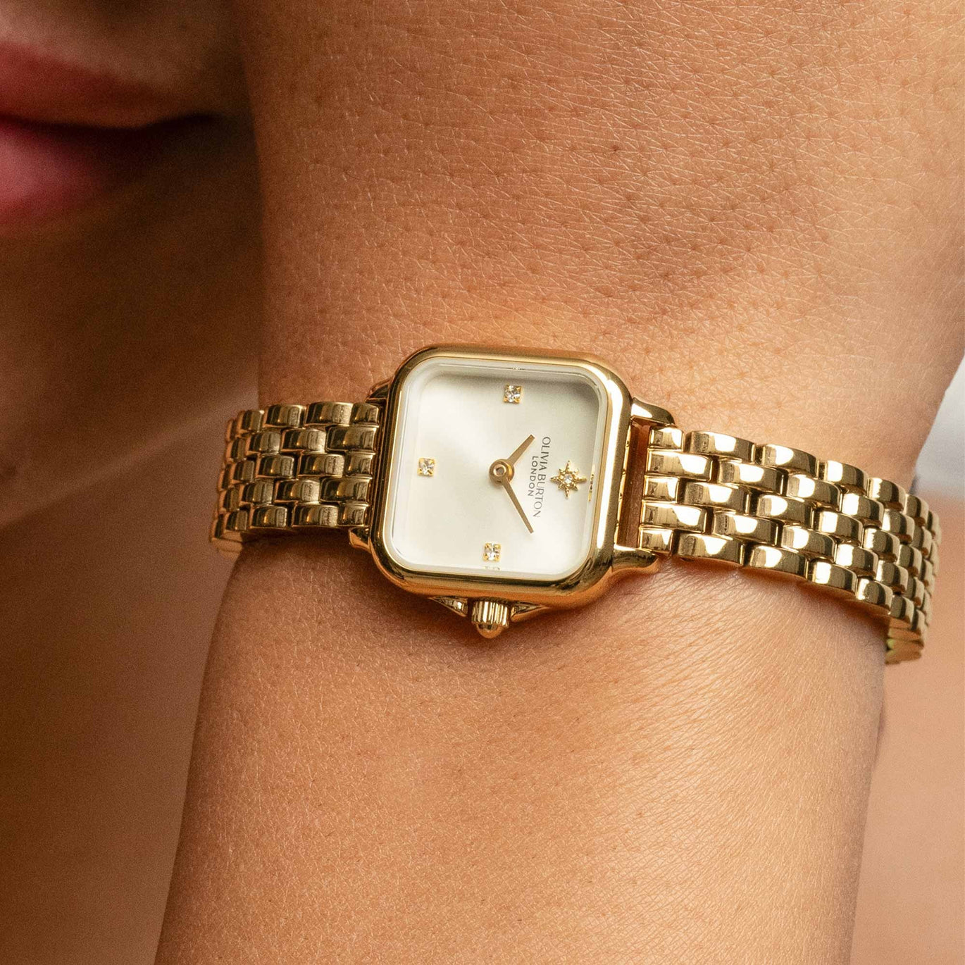 Olivia Burton 20mm Mini Grosvenor Ivory & Gold Bracelet Watch