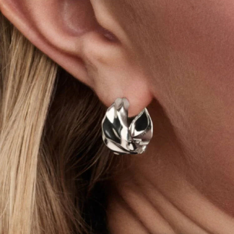Pandora Rippled Small Hoop Earrings