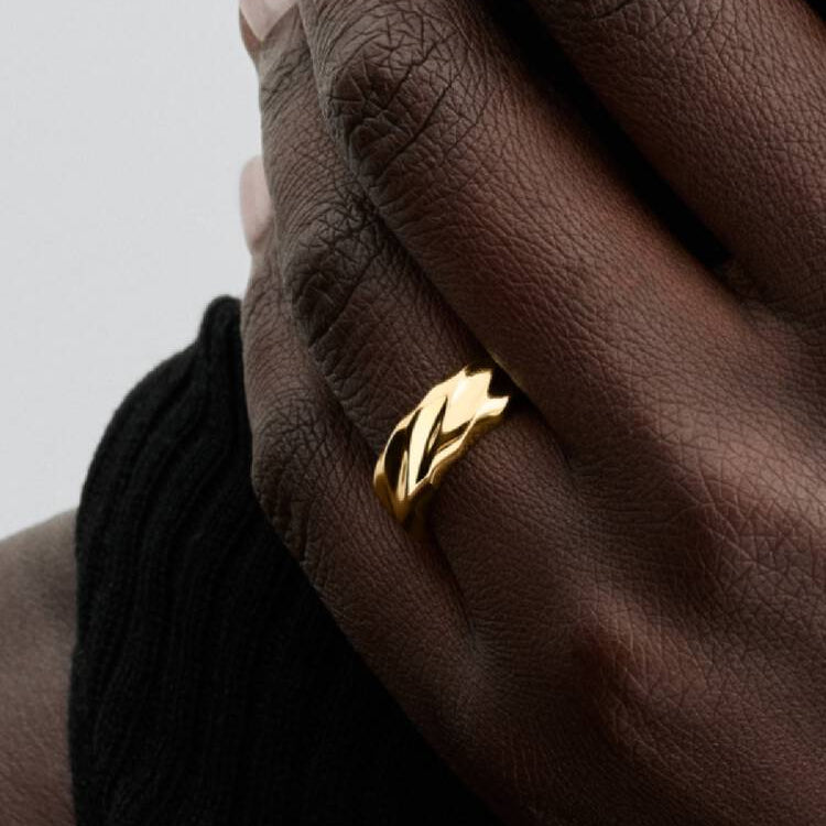 Pandora Rippled Wide Band Ring