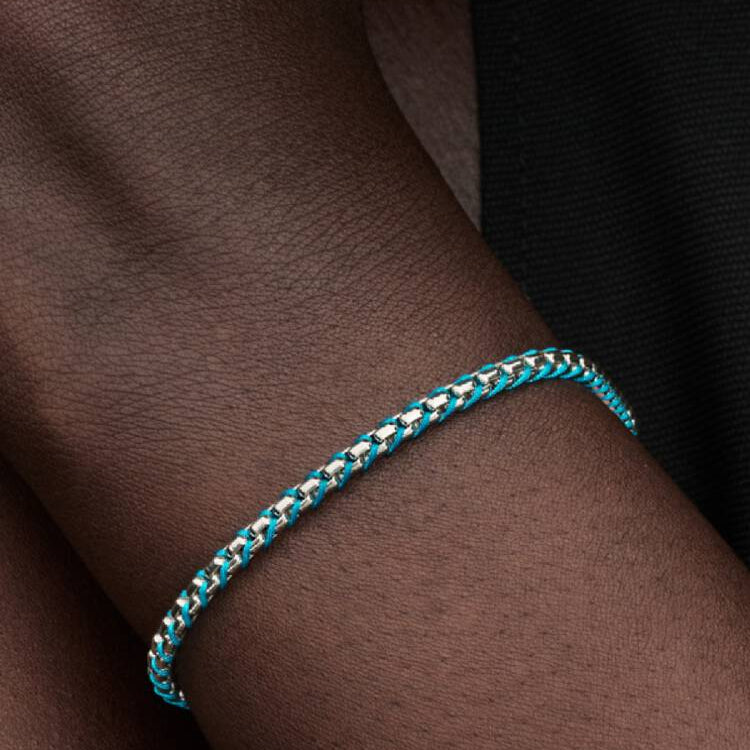 Pandora Blue Cord Snake Chain Bracelet