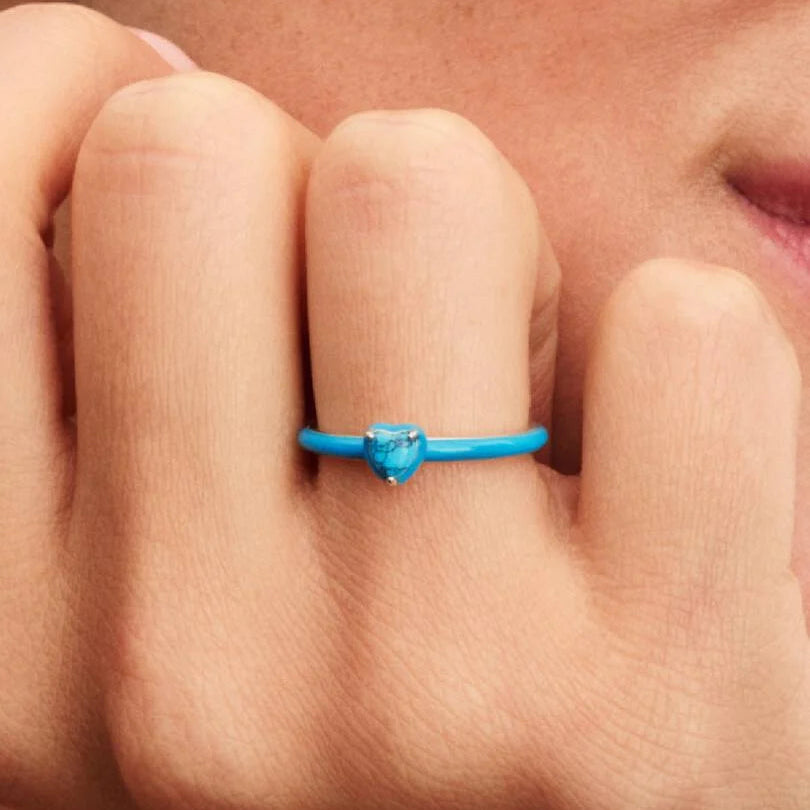 Pandora Turquoise-coloured Heart Stone Ring