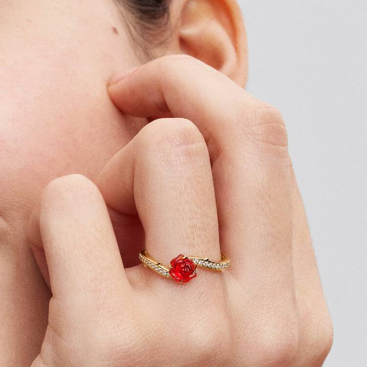 Pandora Gold Beauty and The Beast Ring