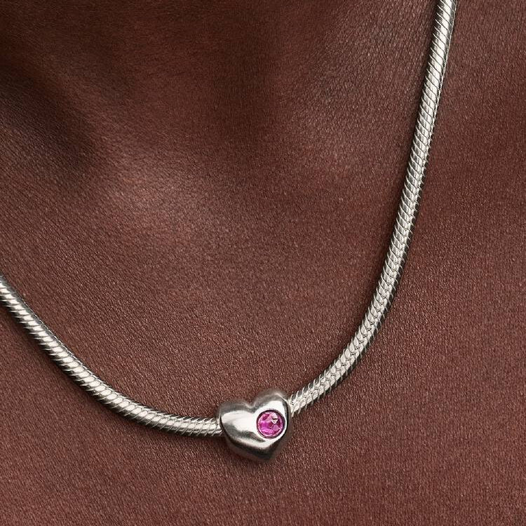 Pandora Engravable February Birthstone Heart Charm