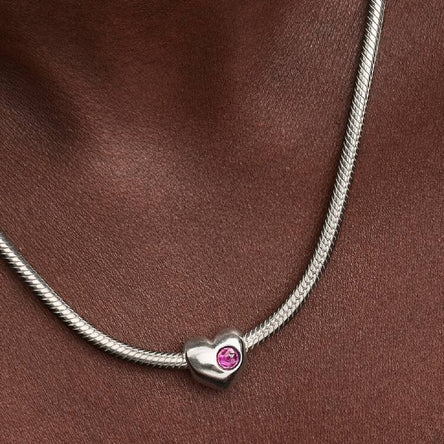 Pandora Engravable February Birthstone Heart Charm
