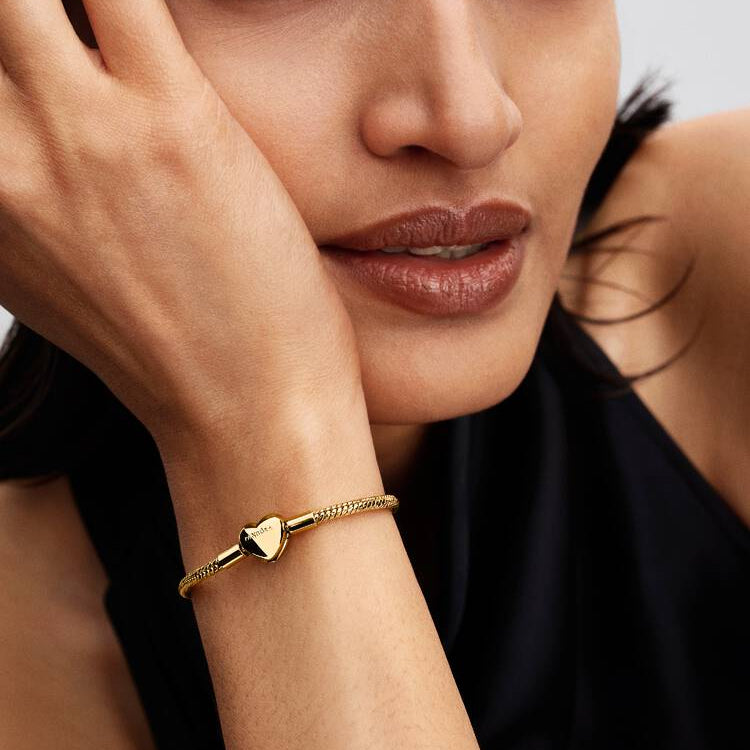 Pandora Heart Clasp Faceted Snake Chain Bracelet