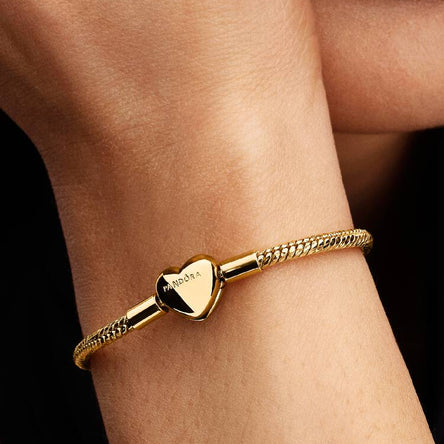 Pandora Heart Clasp Faceted Snake Chain Bracelet