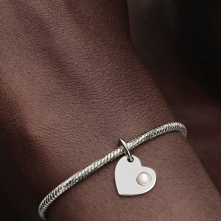 Pandora June Heart White Stone Dangle Charm