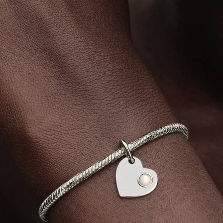 Pandora June Heart White Stone Dangle Charm