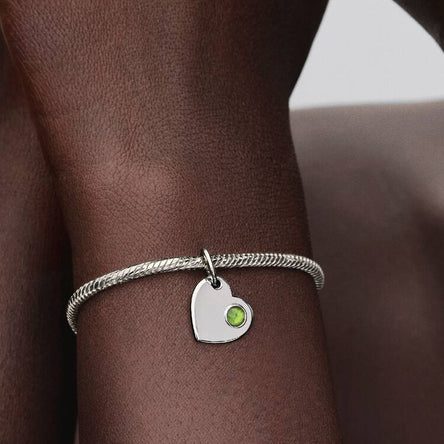Pandora August Heart Spring Green Stone Dangle Charm