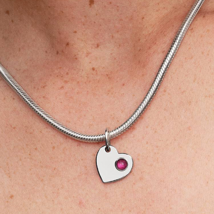 Pandora July Heart True Red Stone Dangle Charm